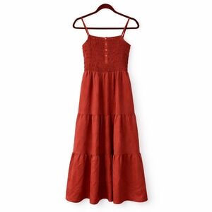 Universal Thread Rust Orange Smocked Tiered Maxi Dress NWT Womens Medium